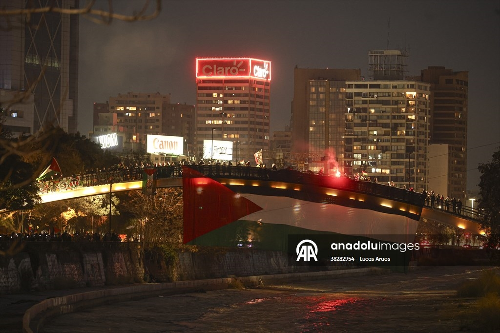 Manifestantes pro palestinos se movilizan en Santiago, Chile 1