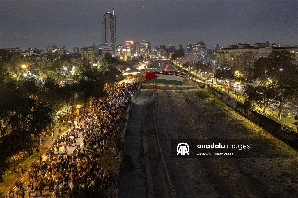Manifestantes pro palestinos se movilizan en Santiago, Chile 3