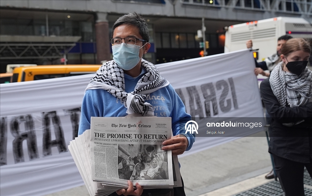 Filistin yanlısı göstericiler, New York Times’ın İsrail yanlısı tutumunu protesto etti