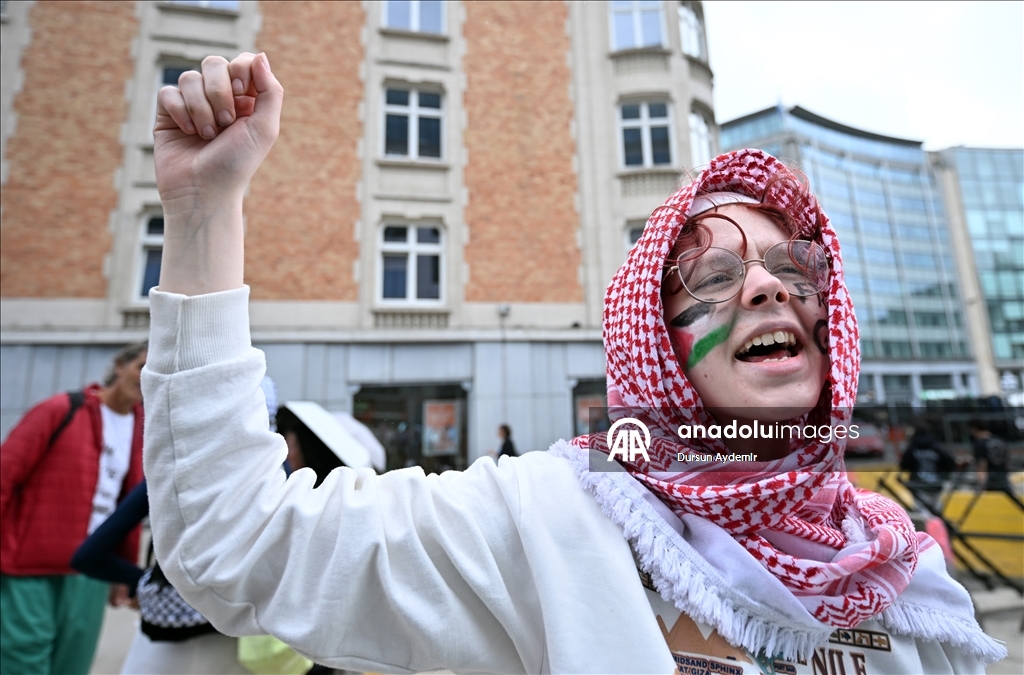 Акция в поддержку Палестины в Брюсселе