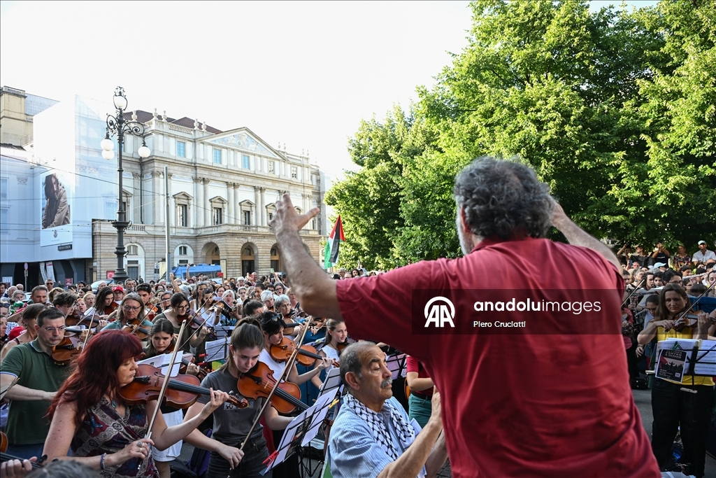 Milano'da Filistin'e müzikli destek gösterisi düzenlendi