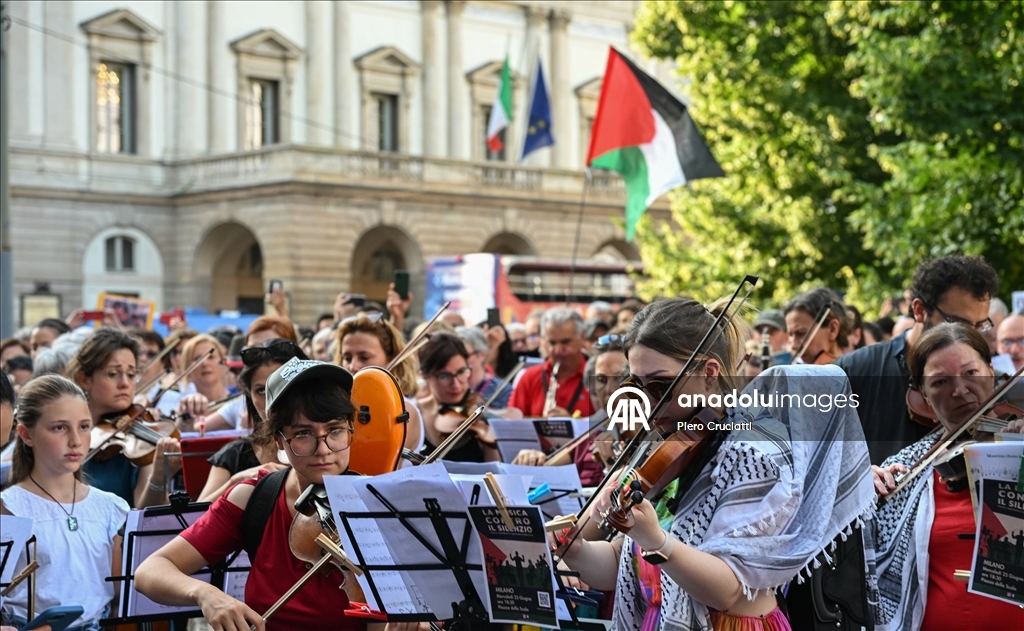 Milano'da Filistin'e müzikli destek gösterisi düzenlendi