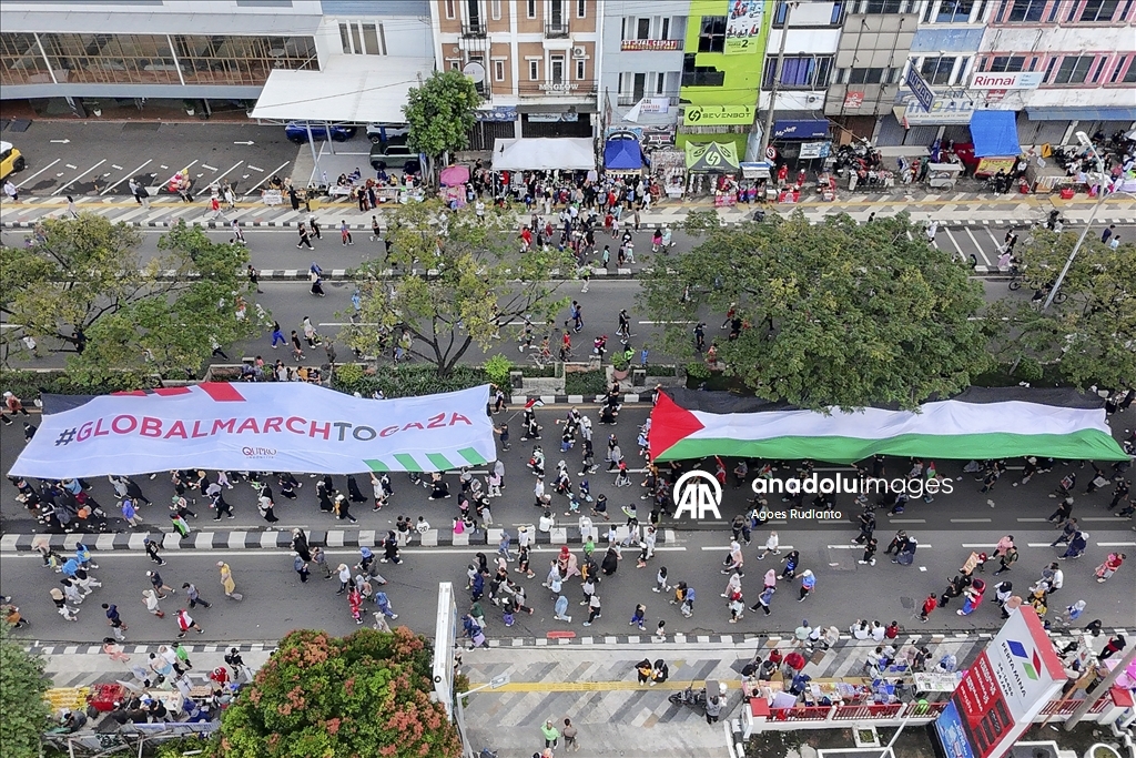 Endonezya'nın Depok kentinde Filistin’e destek yürüyüşü düzenlendi