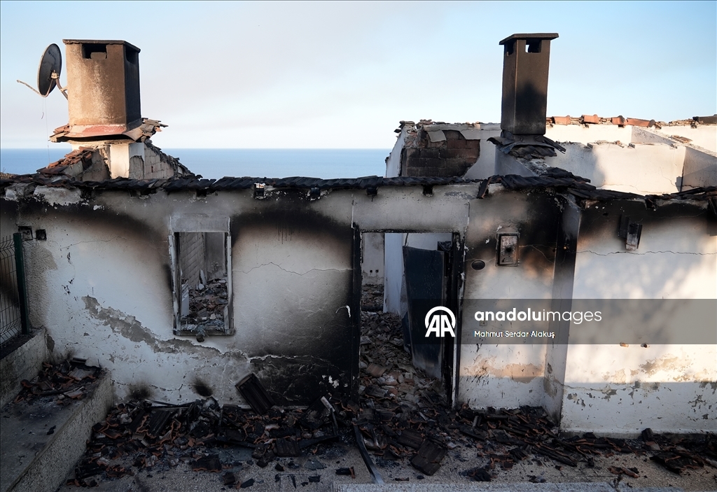 İzmir Seferihisar'daki orman yangınında 345 hanenin bulunduğu sitedeki bazı evler zarar gördü