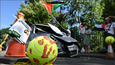 Wimbledon Tenis Turnuvası önünde Filistin'e destek gösterisi düzenlendi