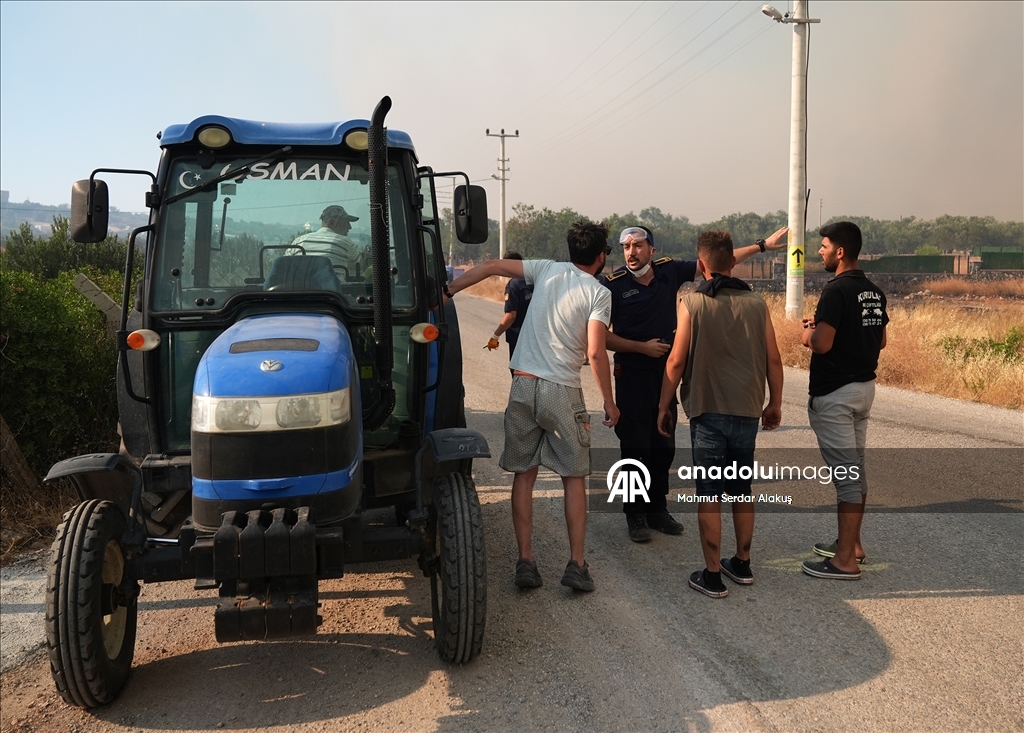 Çeşme'de ziraat alanında başlayıp ormana sıçrayan yangına müdahale ediliyor