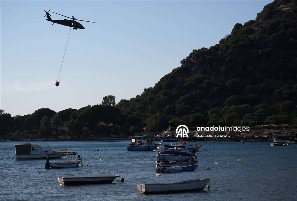 Çeşme'de ziraat alanında başlayıp ormana sıçrayan yangına müdahale ediliyor