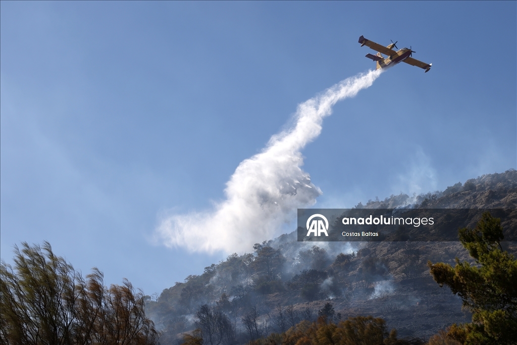 Yunanistan'ın Koropi kentinde orman yangınını söndürme çalışmaları devam ediyor