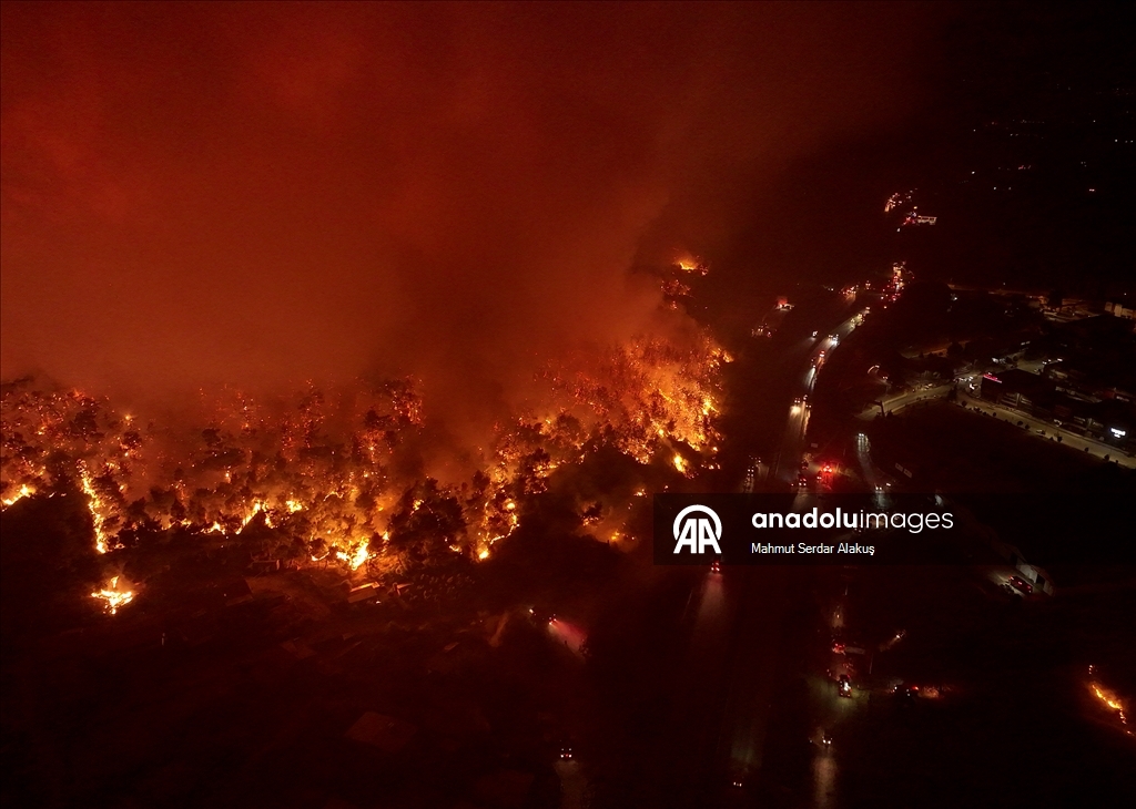 İzmir'in Buca ilçesindeki orman yangınına müdahale ediliyor