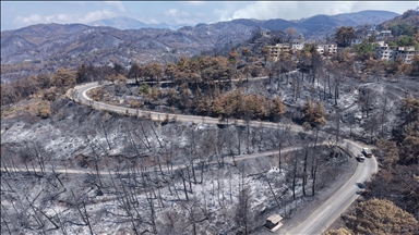 Lazkiye kırsalında orman yangınının yol açtığı hasar havadan görüntülendi