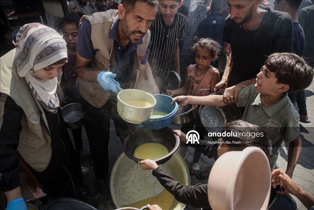 Food distributed to Palestinians in Gaza under Israeli attacks