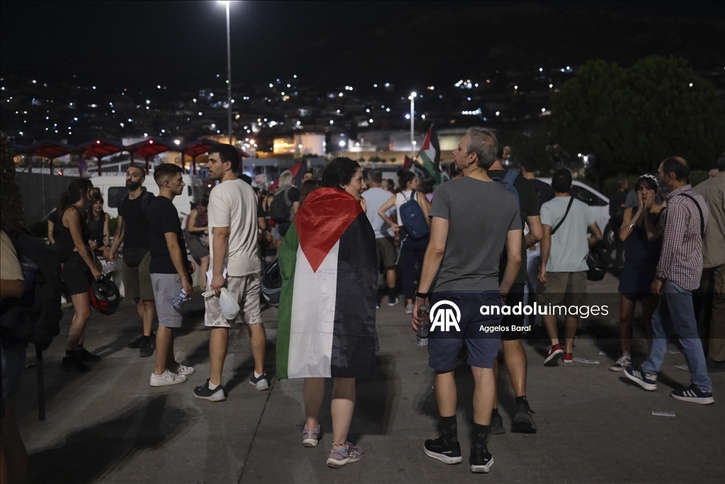 Yunanistan'da İsrail'e askeri malzeme götürülmesini engellemek için eylem yapıldı