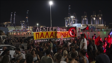 Yunanistan'da İsrail'e askeri malzeme götürülmesini engellemek için eylem yapıldı