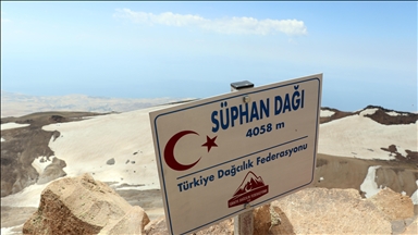 Süphan Dağı'na çiçekler arasında başlayan tırmanış karlı zirvede tamamlanıyor