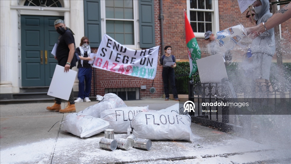 New York’ta BM Genel Sekreteri’nin evi önünde Gazze için protesto
