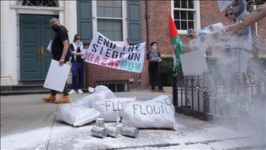 New York’ta BM Genel Sekreteri’nin evi önünde Gazze için protesto