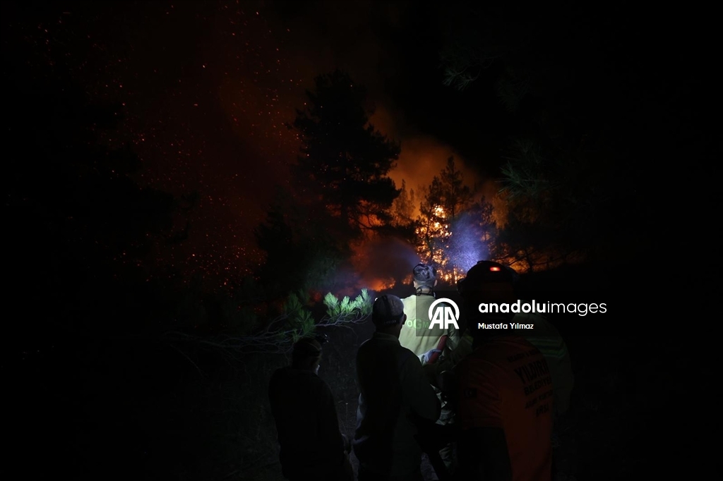 Yurdun farklı noktalarında devam eden orman yangınlarına havadan ve karadan müdahale sürüyor