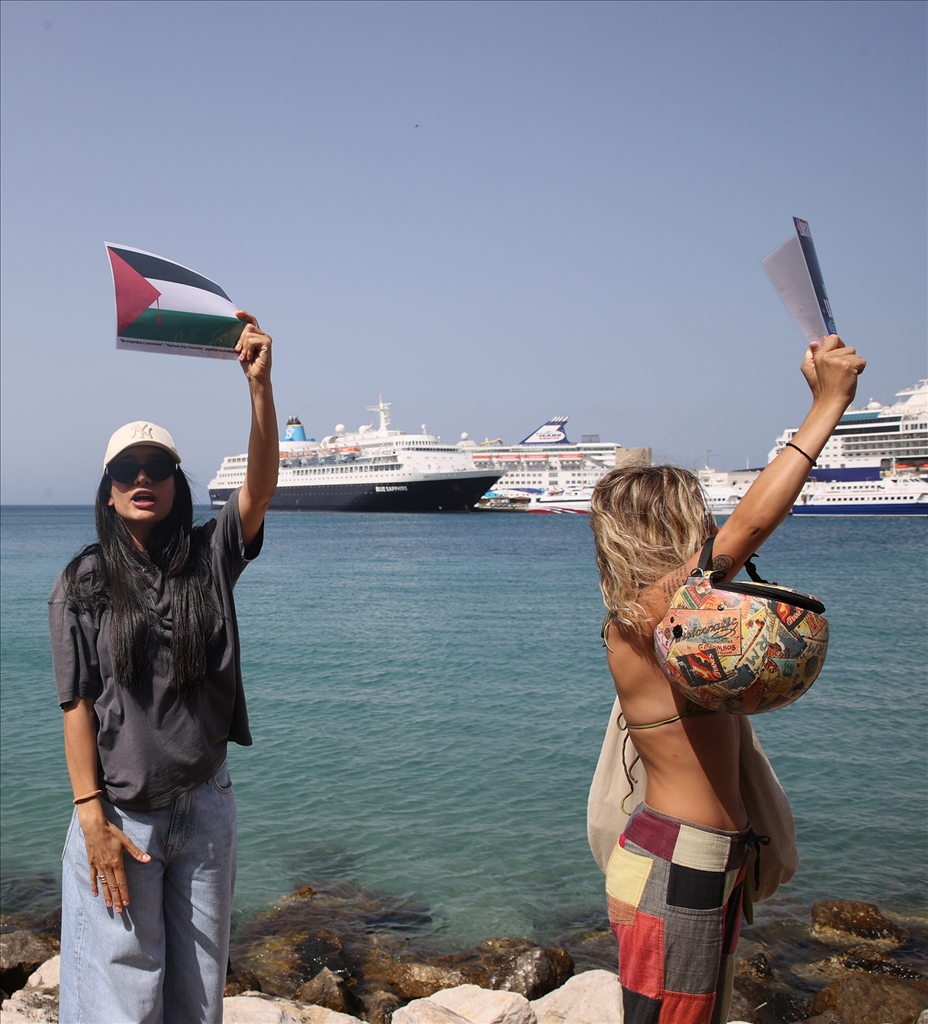 Cruise ship carrying Israeli passengers faces protests on Rhodes Island
