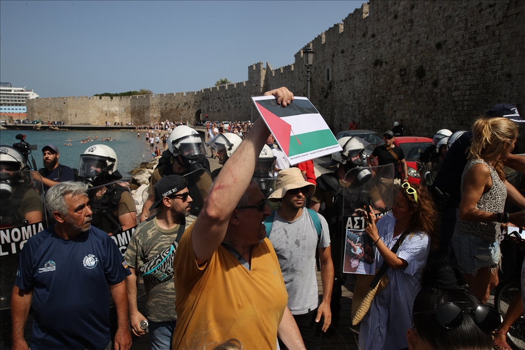 Cruise ship carrying Israeli passengers faces protests on Rhodes Island