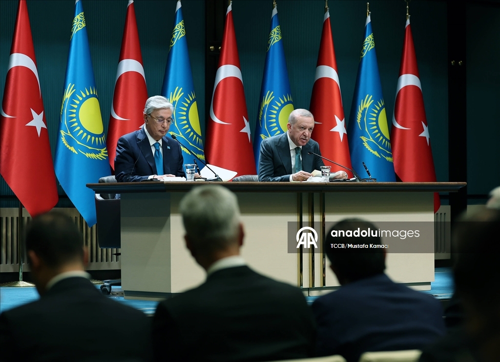 Cumhurbaşkanı Erdoğan, Kazakistan Cumhurbaşkanı Tokayev ile ortak basın toplantısı düzenledi