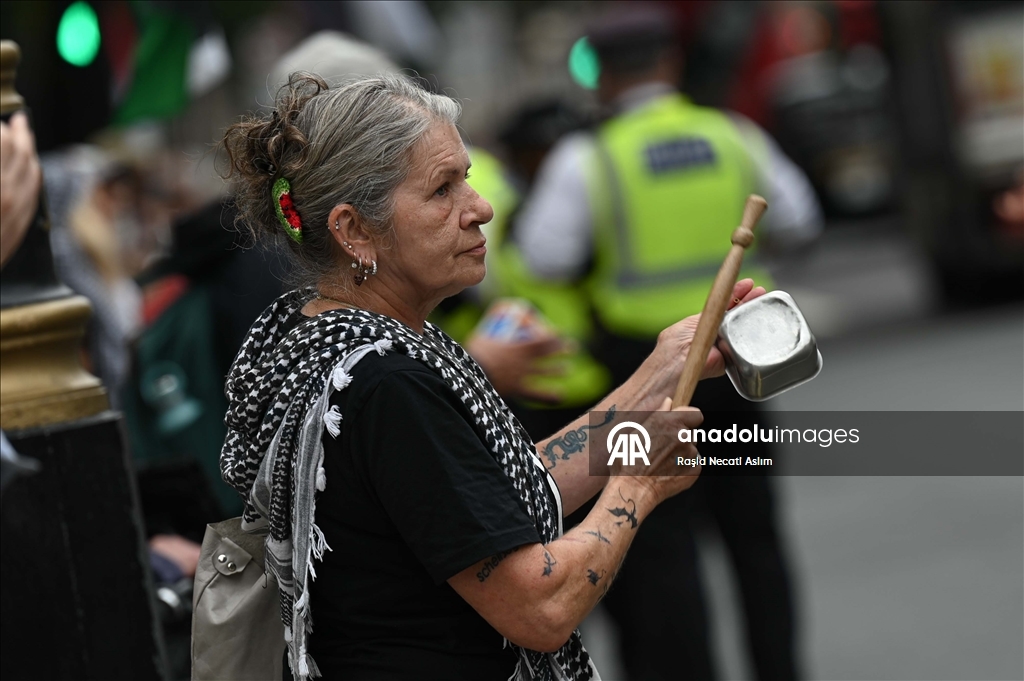 Demonstration held in London against starvation and humanitarian crisis in Gaza