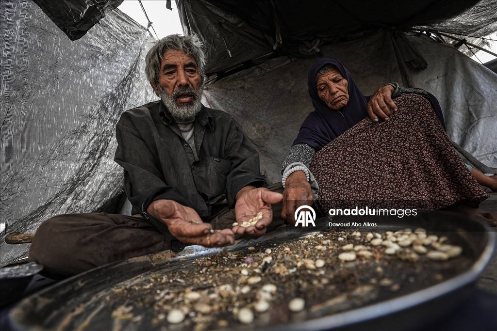 İsrail'in açlığa mahkum ettiği Gazzeliler, atık yemeklerle karınlarını doyurmaya çalışıyor