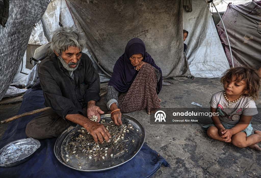 İsrail'in açlığa mahkum ettiği Gazzeliler, atık yemeklerle karınlarını doyurmaya çalışıyor