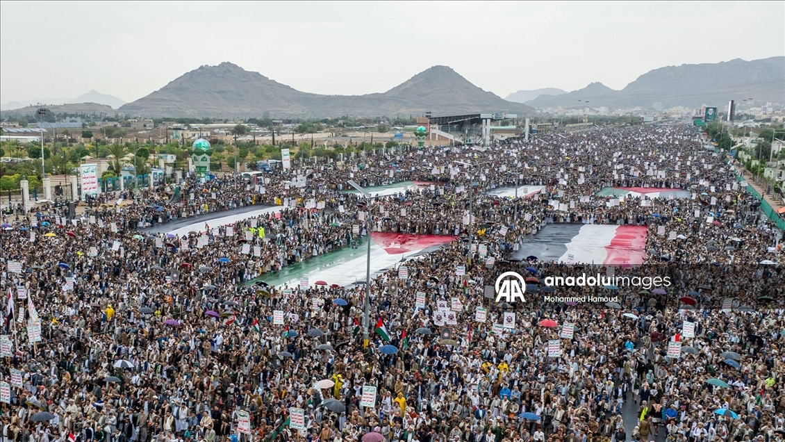 Yemen’de binlerce kişinin katılımıyla Gazze’ye destek gösterisi düzenlendi