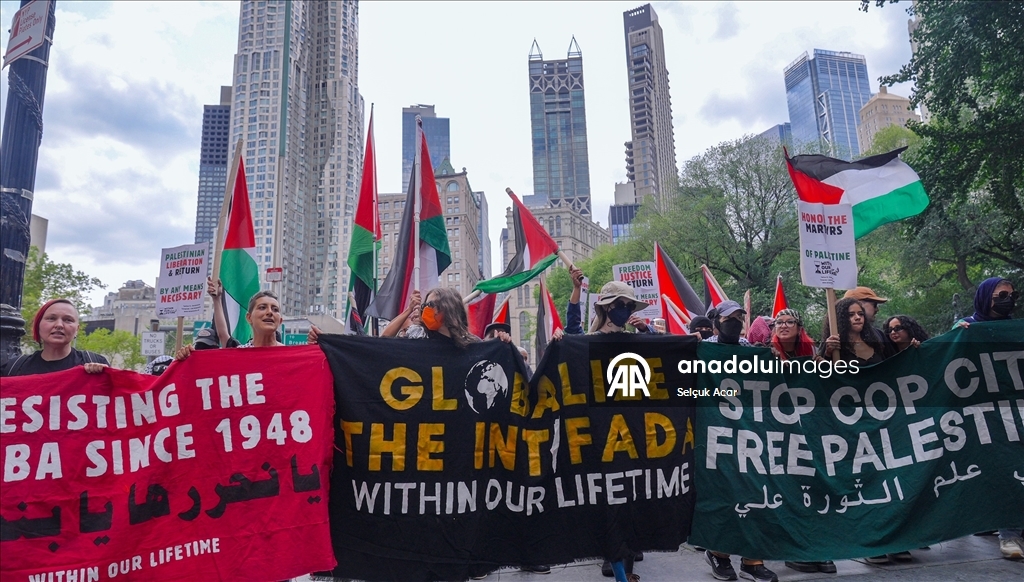 New York'ta Gazze'ye yönelik ablukanın sona ermesini talep etmek için yürüyüş düzenlendi