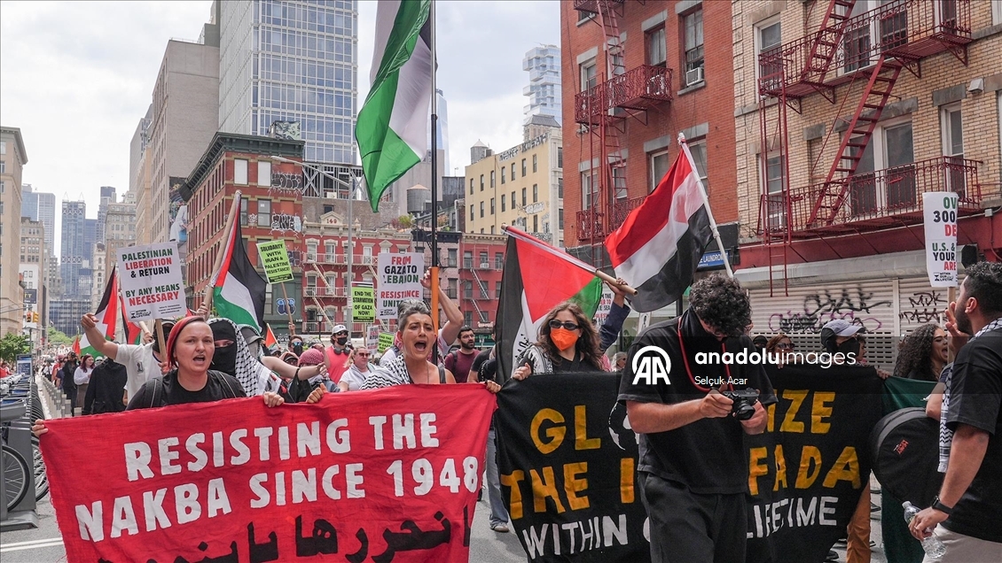 New York'ta Gazze'ye yönelik ablukanın sona ermesini talep etmek için yürüyüş düzenlendi