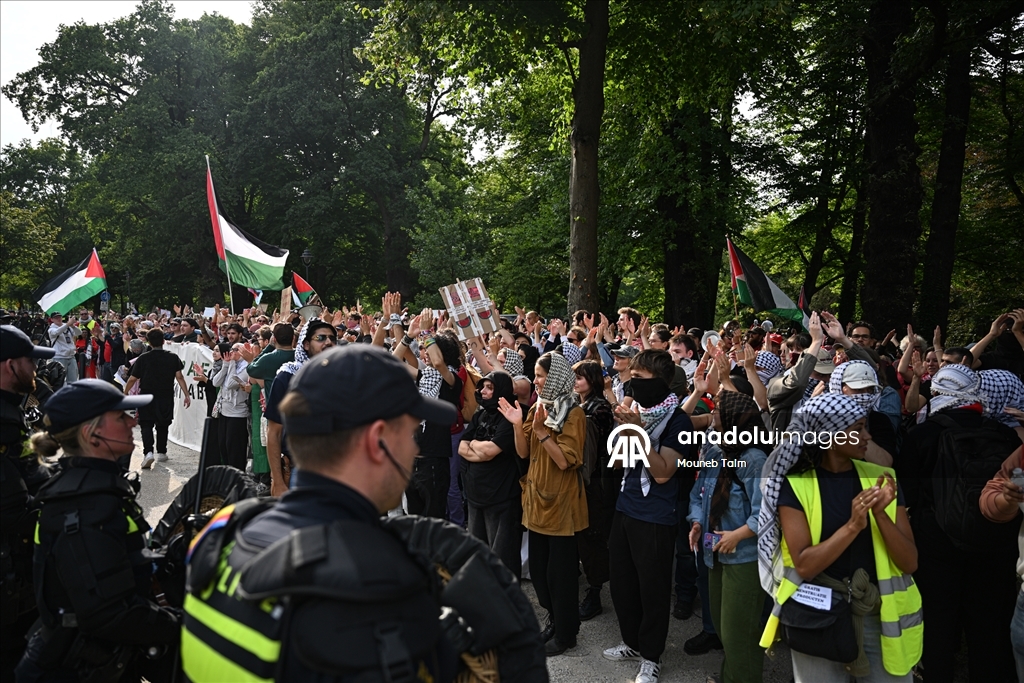 Перед парламентом Нидерландов прошла акция в поддержку Палестины: задержания и вмешательство полиции