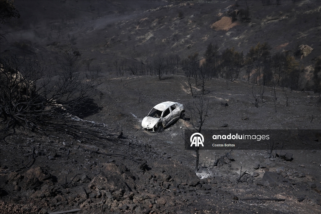 Atina yakınlarındaki Keratea'da yangın sonrası hasar görüntülendi