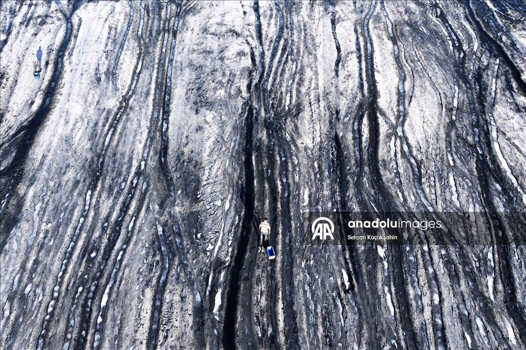 Dedesinin yolundan giderek Palas Tuzla Gölü'nden geleneksel yöntemlerle tuz çıkarıyor