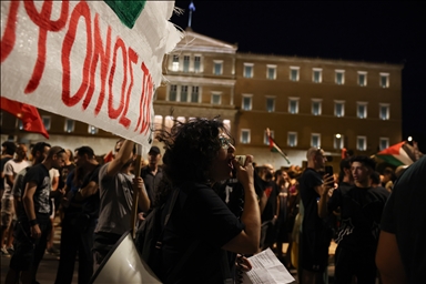 Pro-Palestinian protest held outside the parliament building in Athens