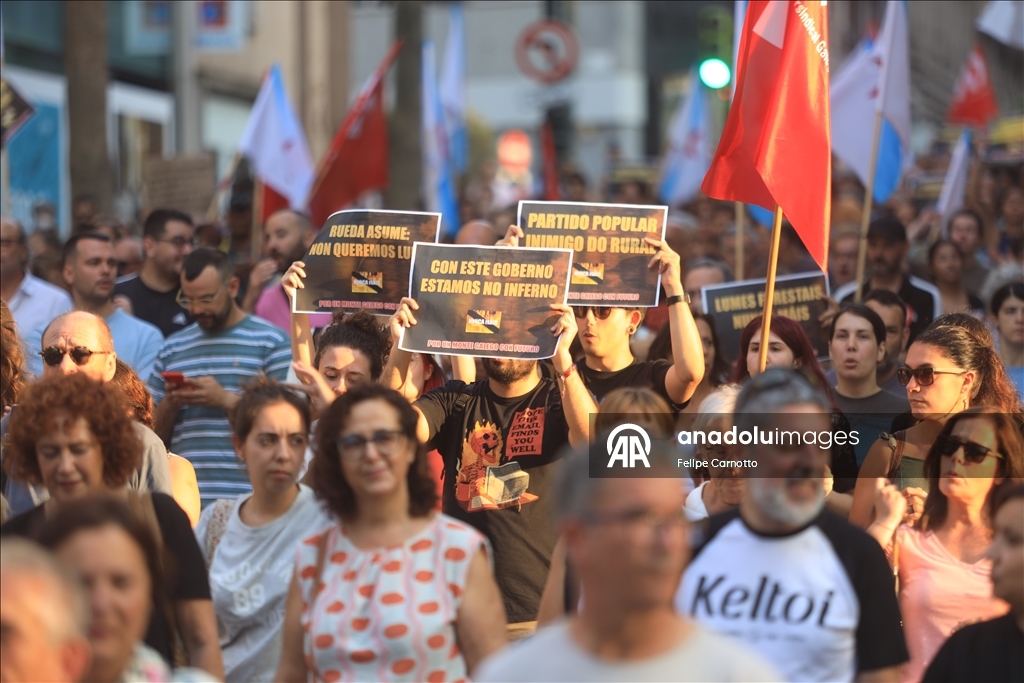 Demonstrators in Spain rally against wildfire management