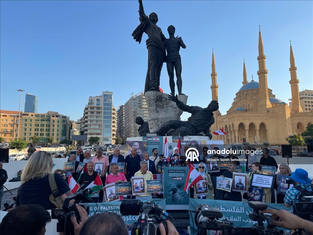 Lebanese journalists rally in solidarity with Palestinian colleagues killed in Gaza