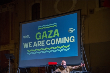 Demonstration in support of the Global Sumud Flotilla in Italy