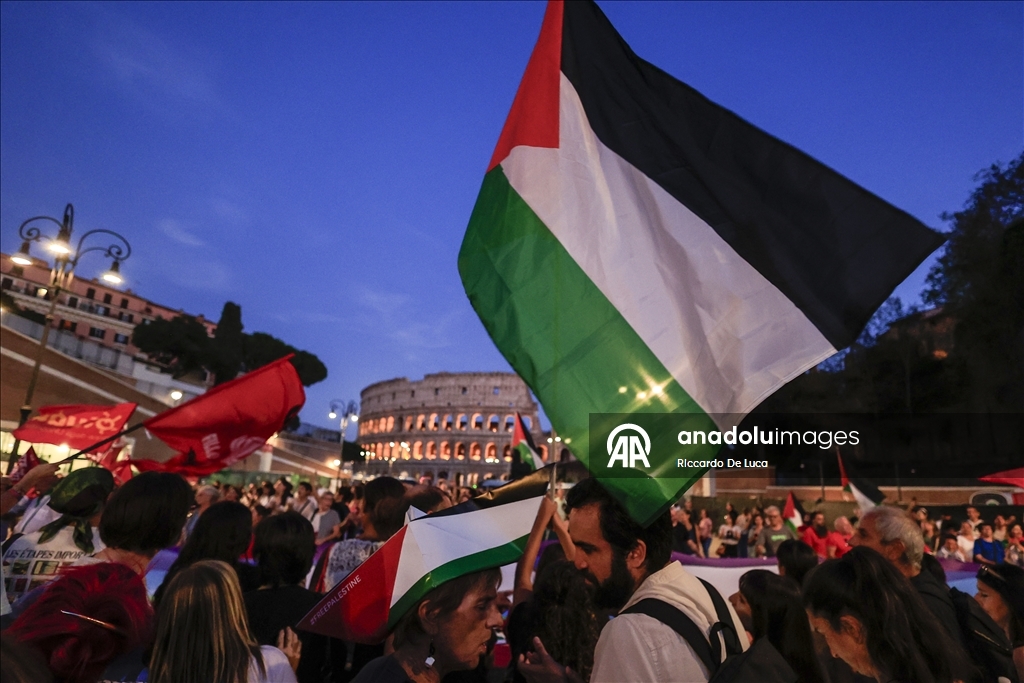 مظاهرة في روما تدعم أسطول الصمود العالمي