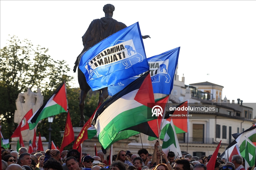 مظاهرة في روما تدعم أسطول الصمود العالمي