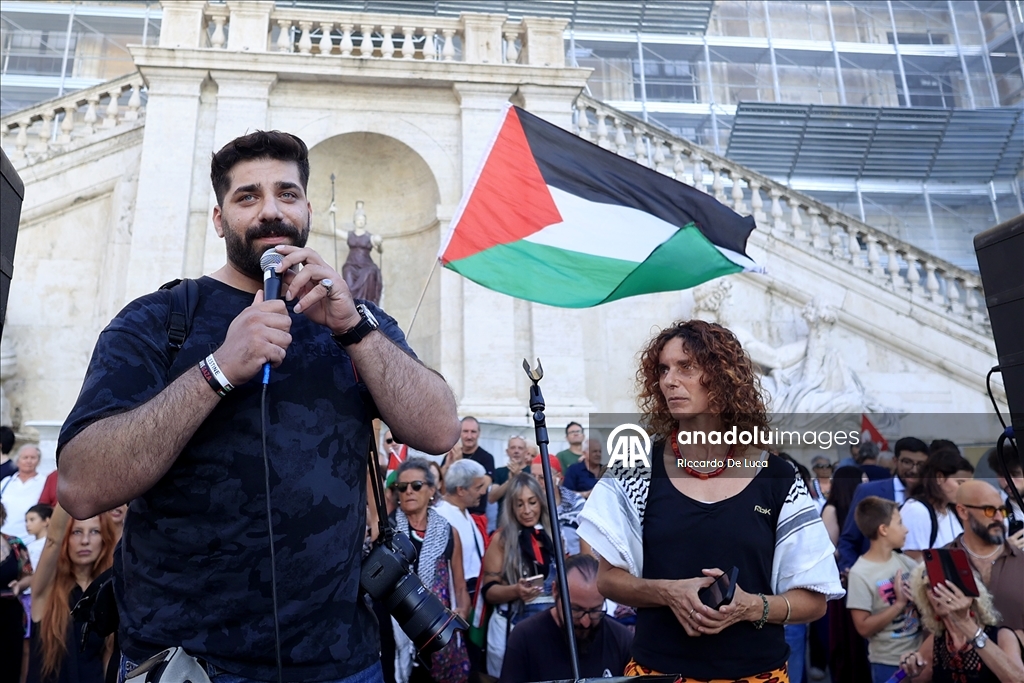 مظاهرة في روما تدعم أسطول الصمود العالمي