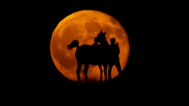 دیمەنی سوارچاکێک لە مانگی پڕدا