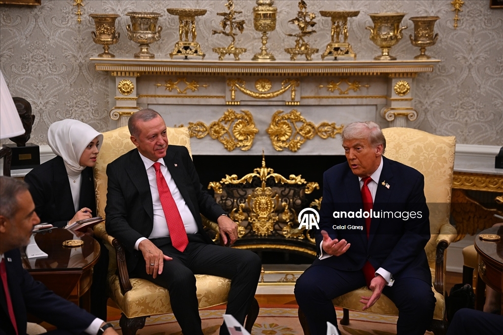 Cumhurbaşkanı Erdoğan, ABD Başkanı Trump tarafından Beyaz Saray’da karşılandı
