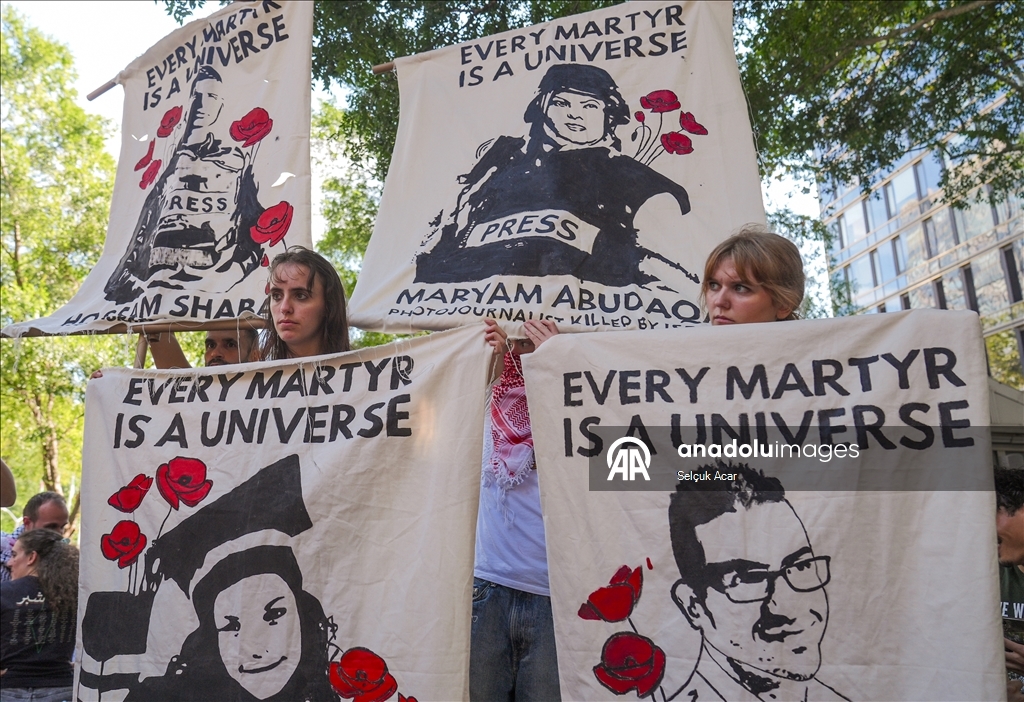 Сторонники Палестины организовали акцию протеста против выступления Нетаньяху на 80-й сессии Генассамблеи ООН