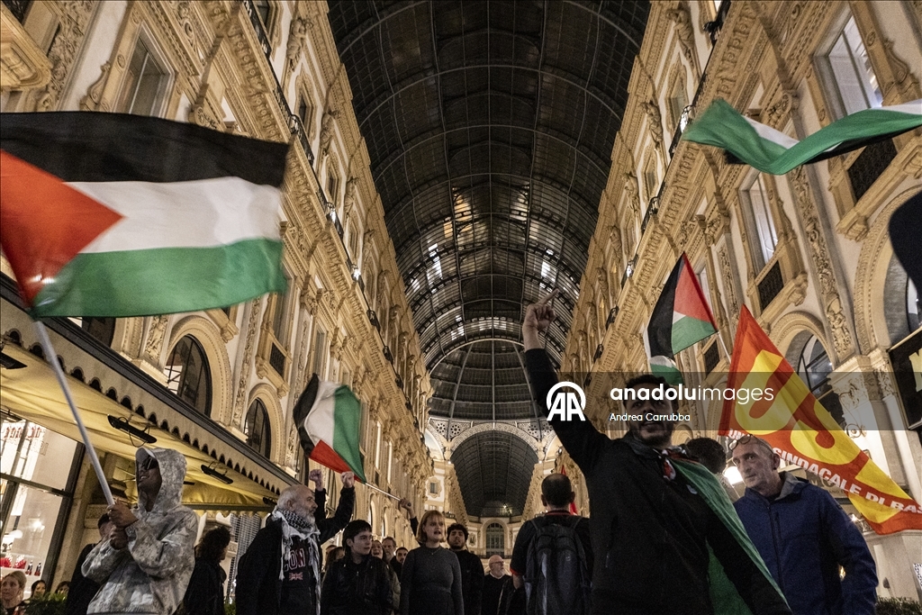 مظاهرات في ميلانو الإيطالية تضامنا مع غزة