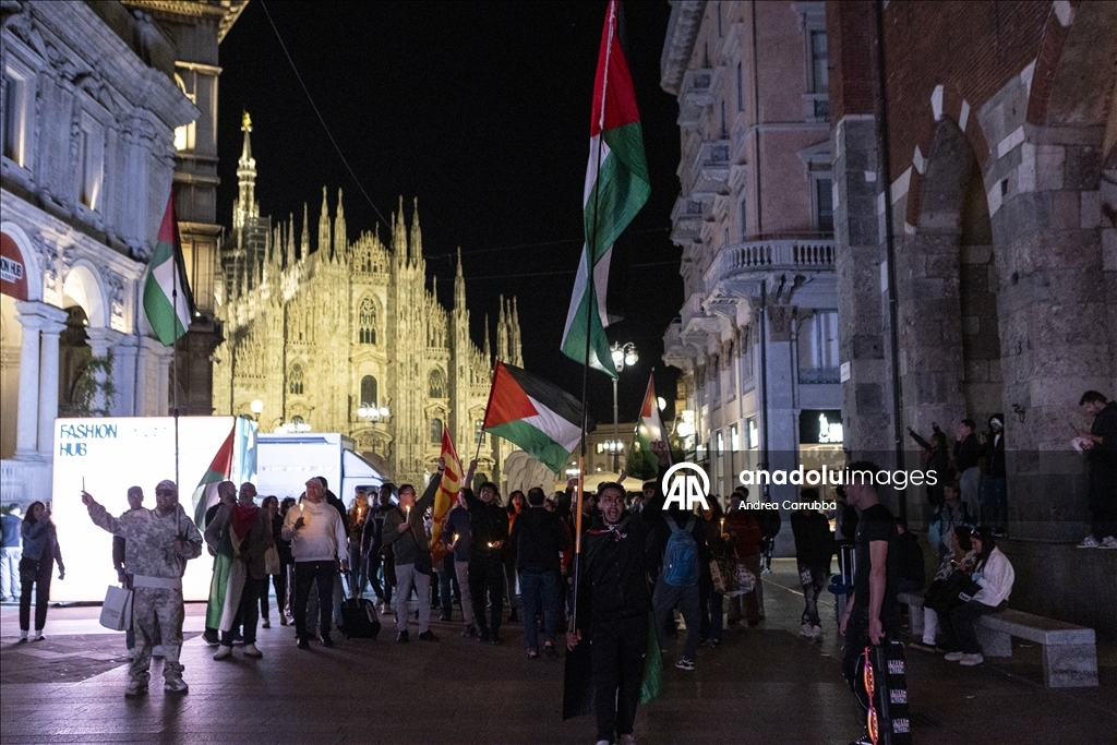 مظاهرات في ميلانو الإيطالية تضامنا مع غزة