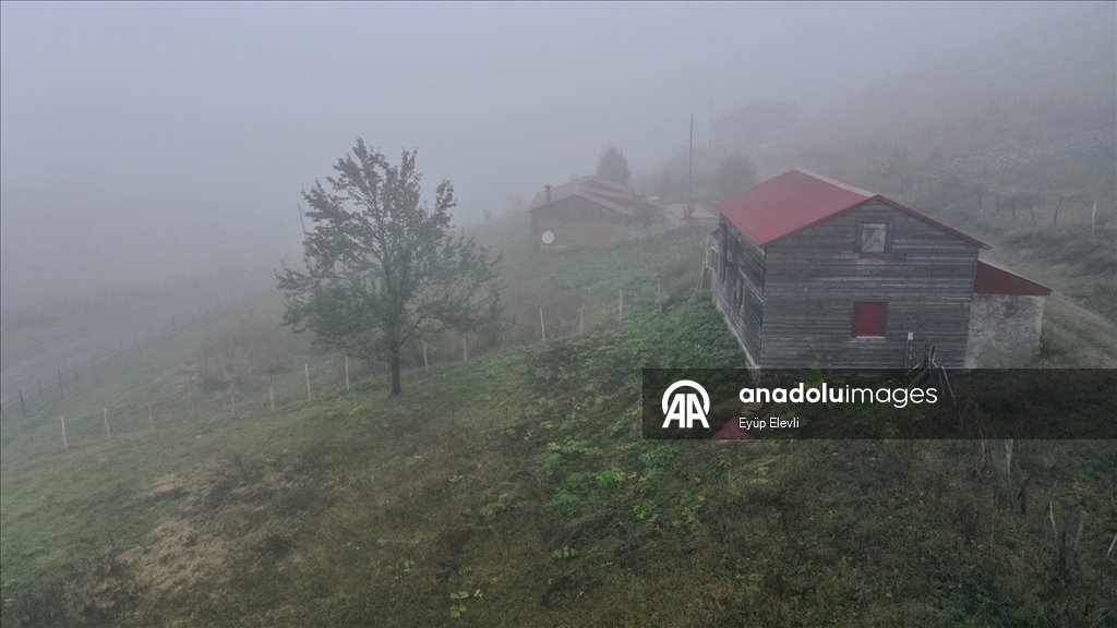 Sisler altındaki Karadeniz yaylalarından dönüş yolculuğu başladı