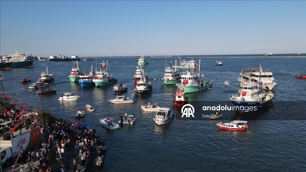 Samsun'da denizciler Filistin ve Küresel Sumud Filosu'na destek için Karadeniz'e açıldı