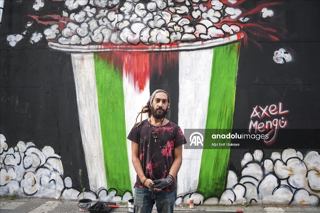 Artist Axel Mengu’s mural in Istanbul condemns global silence on Gaza