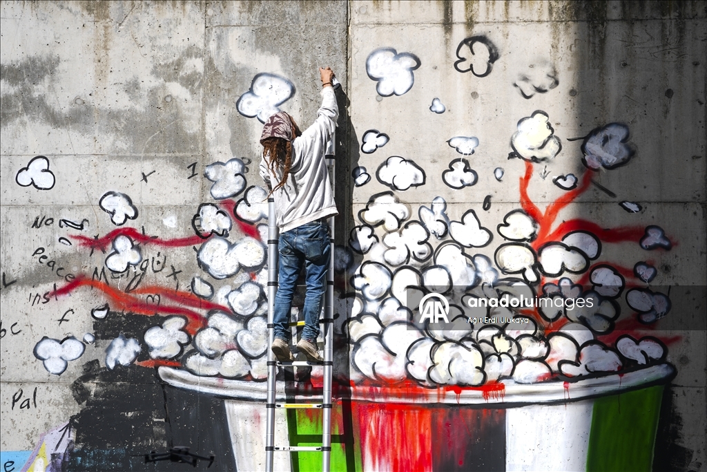 Artist Axel Mengu’s mural in Istanbul condemns global silence on Gaza