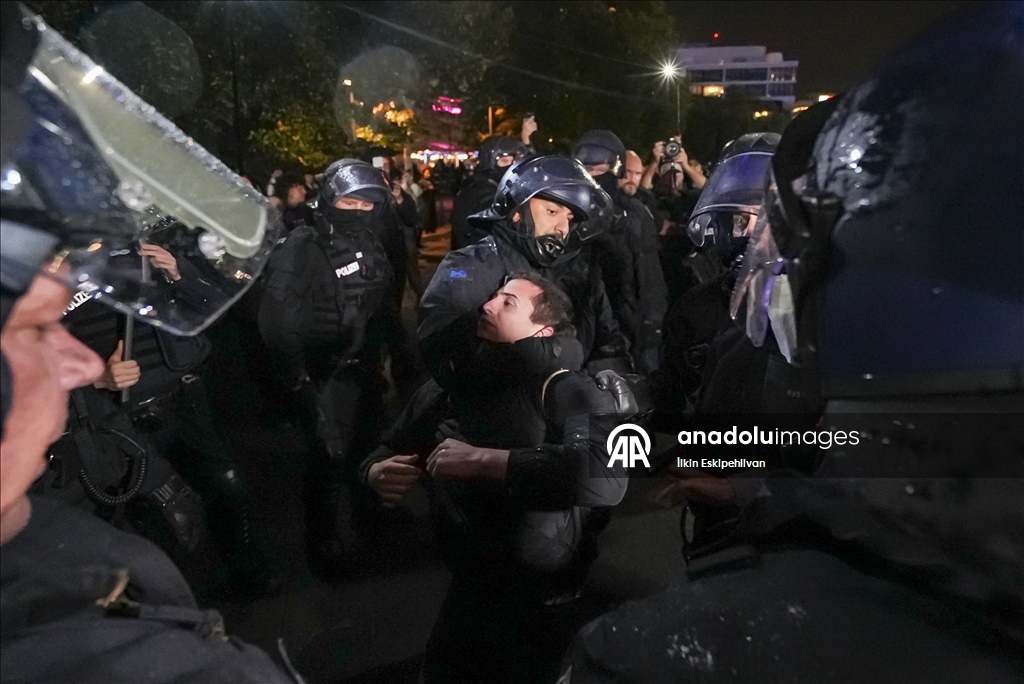 Police intervention against pro-Palestinian demonstrators gathered in Berlin